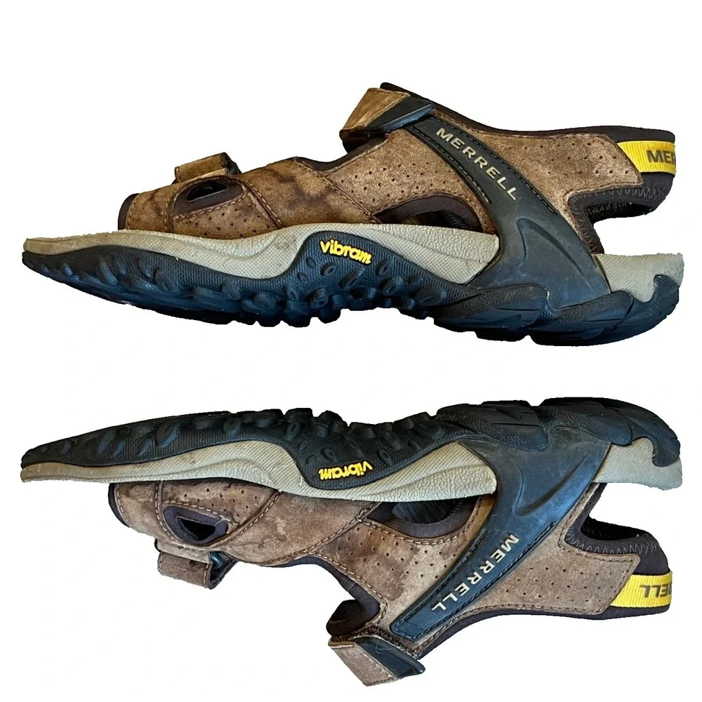 Merrell‎ Kahuna 4 Leather Hiking Sandals Vibram Soles Brown Mens 7 UK 6 EUR 40